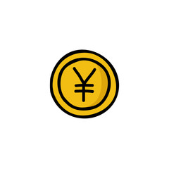 yen coin doodle icon, vector illustration