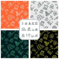 Mono line Town pattern background
