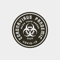 coronavirus pandemic badge. health and medical vector illustration. t-shirt design concept.
