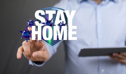 Stay home digital stay safe 3d.