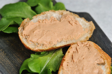 sandwiches with pate and lettuce