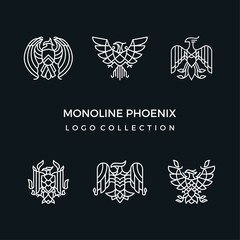 Mono line phoenix logo collection