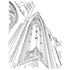 hand drawn sketch of old building in Italy