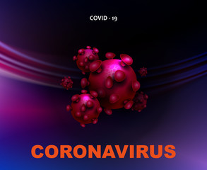 Dark blue design with abstract silhouette of coronavirus elements. Prevention of viral infections. Composition of Asian flu