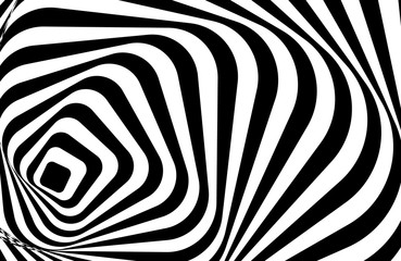 Optical illusion white black pattern abstract vector background. Optical stripe illusion design