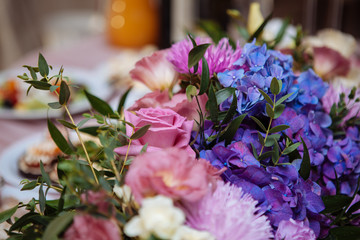 Colorful, bright bouquet of flowers. Floral spring background