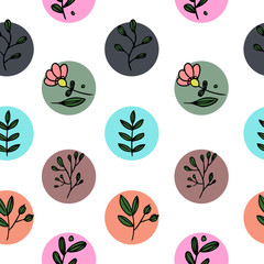 Seamless pattern with leaves in cartoon style