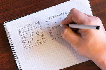 Quarantine. A game of sea battle. Close-up.