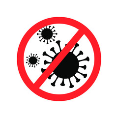 Coronavirus stop sign isolated on white background. Vector stock illustration.