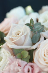 Beautiful bright bouquet with roses and other flowers