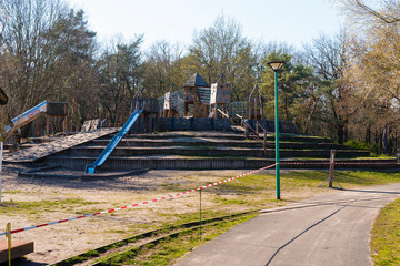 Playgrounds that were closed due to the corona pandemic, swings, soccer field, table tennis tables,...