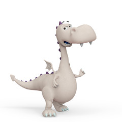 baby dragon cartoon is talking about in a white background