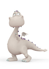 Fototapeta premium baby dragon cartoon standing up in a white background