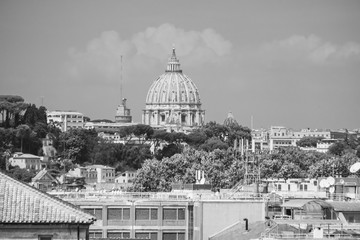 beautiful view across Rome from the view point to the Vatican