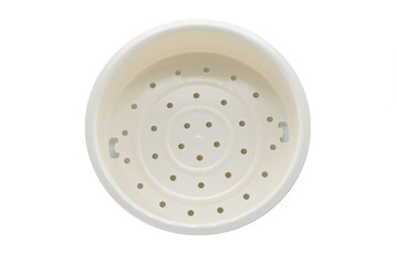Plastic in the rice cooker For warming food White background or isolated