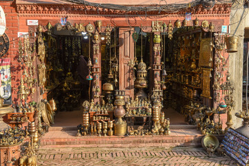 Souvenir shop in Durban square at Bhaktapur, Nepal