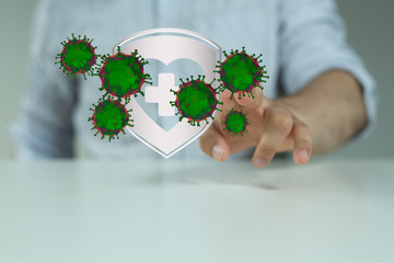 Corona Virus Healthcare Concept. Coronavirus protection Pandemic Sars Fever.