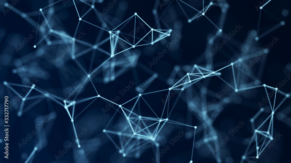 Wall mural abstract digital connection dots. technology background. network connection structure. plexus effect