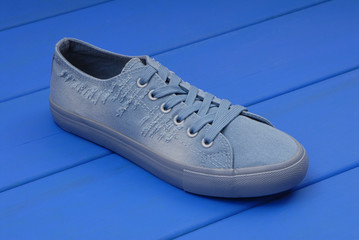 unisex light blue footwear, textile sneakers,