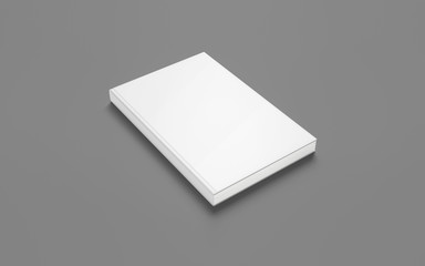 Book with blank hardcovers isolated on grey as template for design presentation, promotion etc.