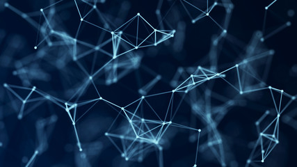 Abstract digital connection dots. Technology background. Network connection structure. Plexus effect. 3d