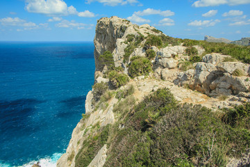 view over northern coast at Cap de Formentor in Mallorca, Spain