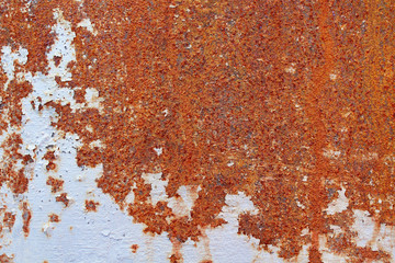 Old rusty metal with faded silver paint. Close-up. Background. Texture.