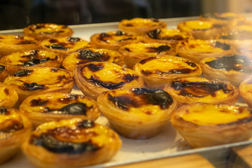 PAsteis de Belem. Belem cake at the cake typical cake shop