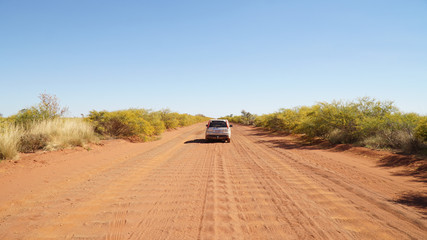 Sandy gravel road on the Wolfe Creek Crater near the town of Halls Creek in Western Australia.