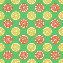 Creative Citrus vector pattern. Lemon and Orange slice. Seamless pattern for the original and background. Tropical fruit with hot summer mood. For the decorative backdrop, packagings, prints, etc.