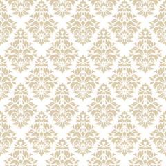 Fototapeta premium Floral pattern. Wallpaper baroque, damask. Seamless vector background. White and gold ornament.