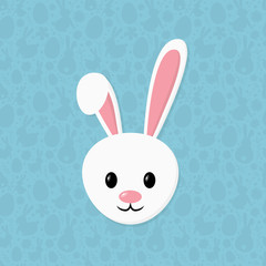 Happy Easter bunny on blue background with texture. Vector