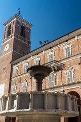 Fabriano, Marches, Italy: historic buildings by morning
