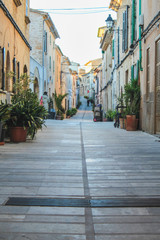 Empty street in Alcudia, Mallorca, Spain