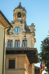 Fototapeta na wymiar Beautiful Clock Tower in Alcudia, Mallorca, Spain