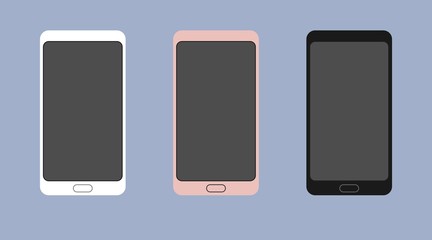 Set of Smart Phone Mobile Devices Vector Illustration in White, Rose Gold and Black Color Vector Template Illustration