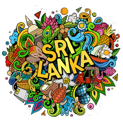 Sri Lanka hand drawn cartoon doodles illustration. Funny design.