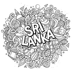 Sri Lanka hand drawn cartoon doodles illustration. Funny design.