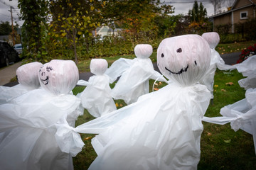 Plastic Ghosts Dancing on Halloween - 332722731