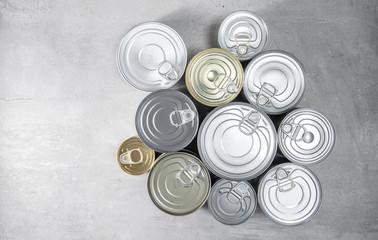 Tin can. Conserved junk food without label