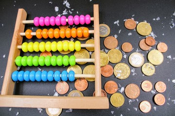 Abacus with colored beads