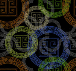 Greek design colored circle style seamless pattern