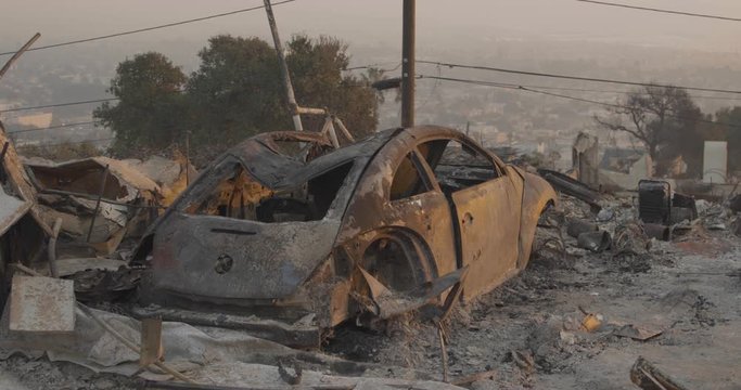 Aftermath of Thomas Fire in Ventura California December 2017. 