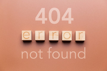 Wooden cubes with "404 error not found"