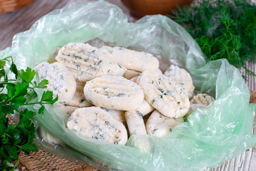 Lazy dumplings from cottage cheese with dill