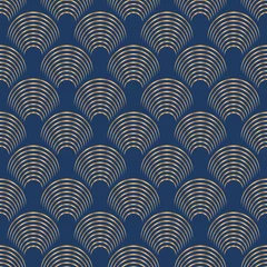 Stickers pour porte Or bleu Motif géométrique abstrait avec des lignes fines art déco.