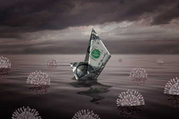 Sinking a little boat made with a dollar bill
