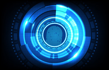 abstract of futuristic technology fingerprint, Finger Scan biometrics identification