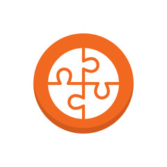 Jigsaw Vector Icon Colour Circle Icon Illustration.