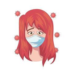 Woman with mask due to outbreak of coronavirus